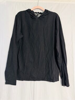 Xray Jeans Men’s Large Black Hooded Long Sleeve Stretch T-Shirt Lightweight